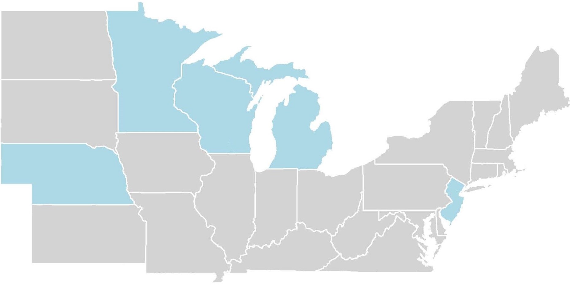 map of states involved in regional roadside mixture study